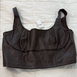 Faux leather chocolate top